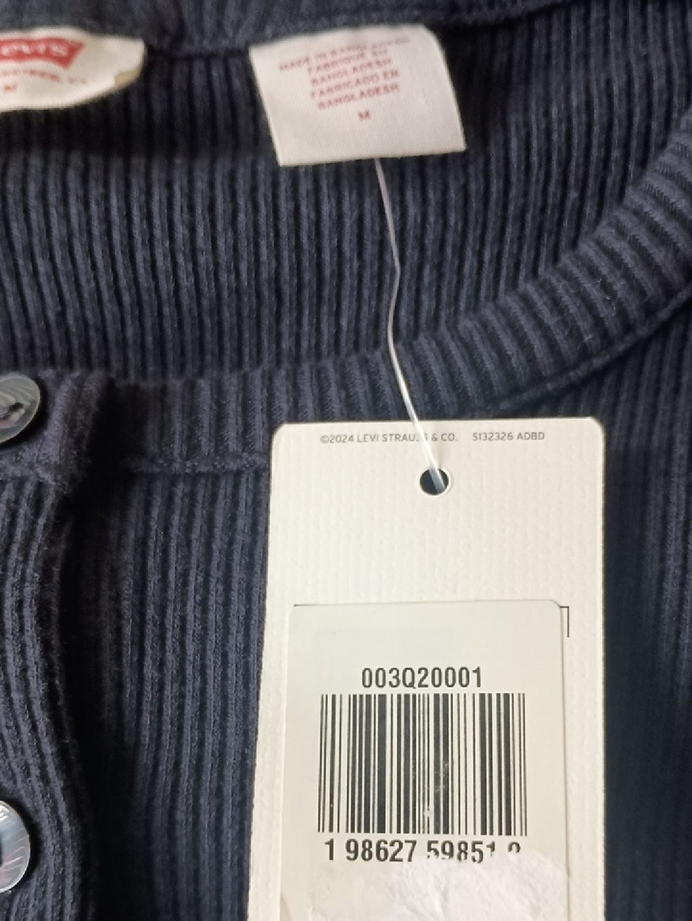 Levis Black Ribbed Button Up Tank Top M - Picture 10 of 10